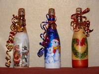 «Декупаж новогодней бутылки шампанского»