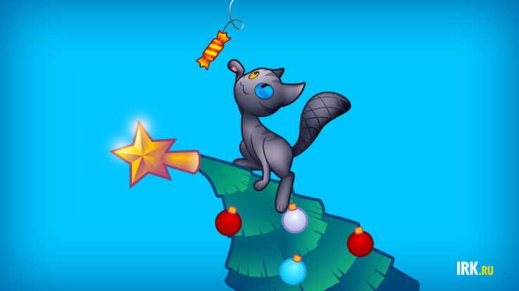 Кот на елке